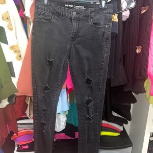 Old navy black washed ripped jegging